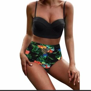 high waisted 2 piece bathing suit
